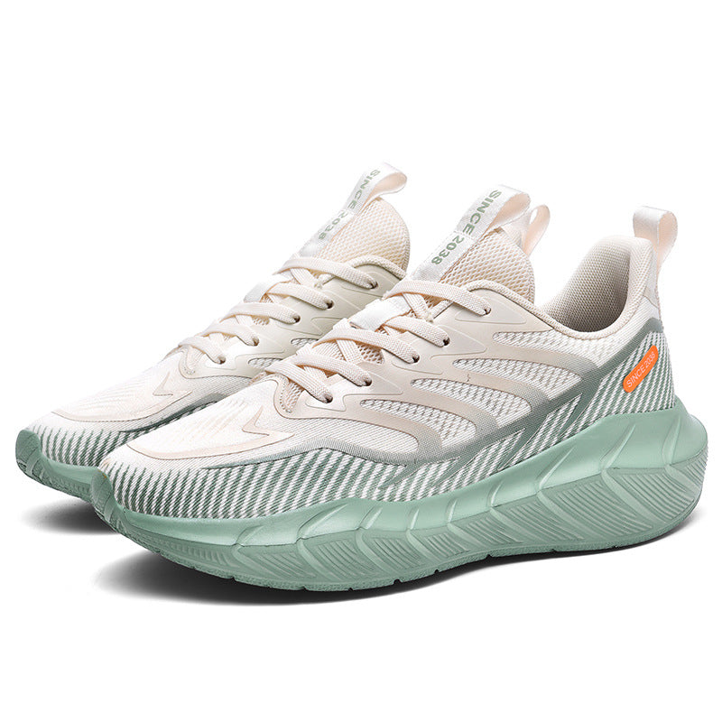 New Thick-Soled Racing Sports Shoes for Middle School Students, High Elastic Running Shoes for Men and Women, Breathable Flyknit Mesh Shoes for Couples