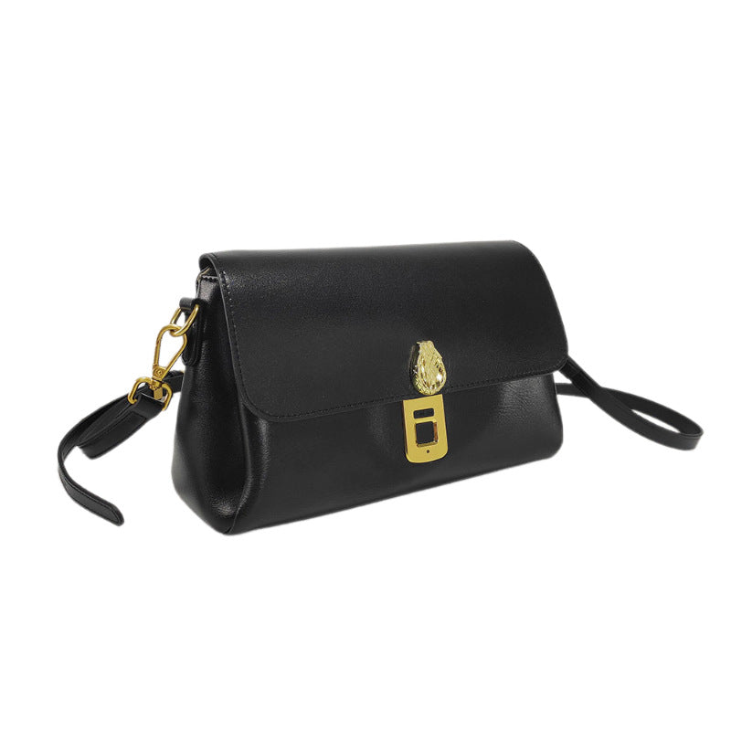 Fingerprint Unlock Bag Niche Genuine Leather Women's Bag High-end Flocked Top Layer Cowhide Single Shoulder Crossbody Commuter Underarm Bag