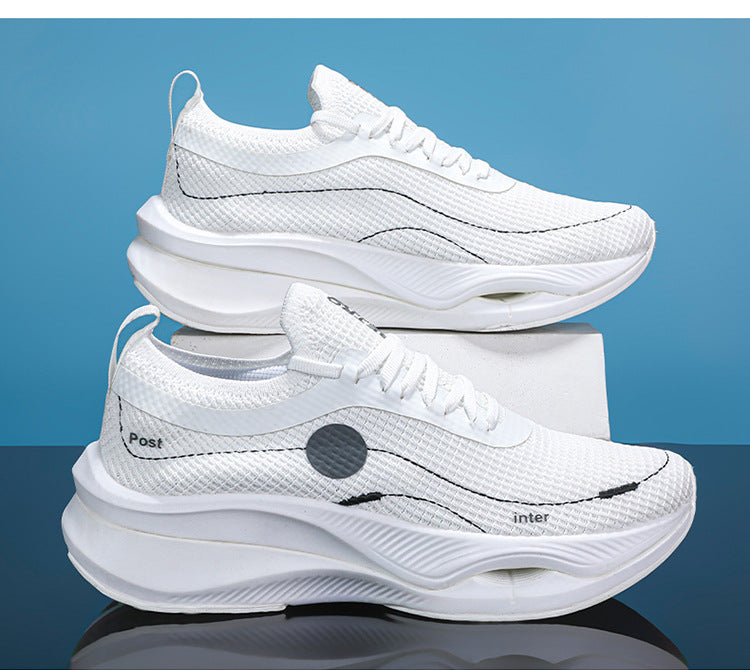 Summer Fly Electric Rebound Shock Absorption Running Shoes Men's Shoes Fly Weave Breathable Comfortable Physical Exam Training Marathon Sports Shoes