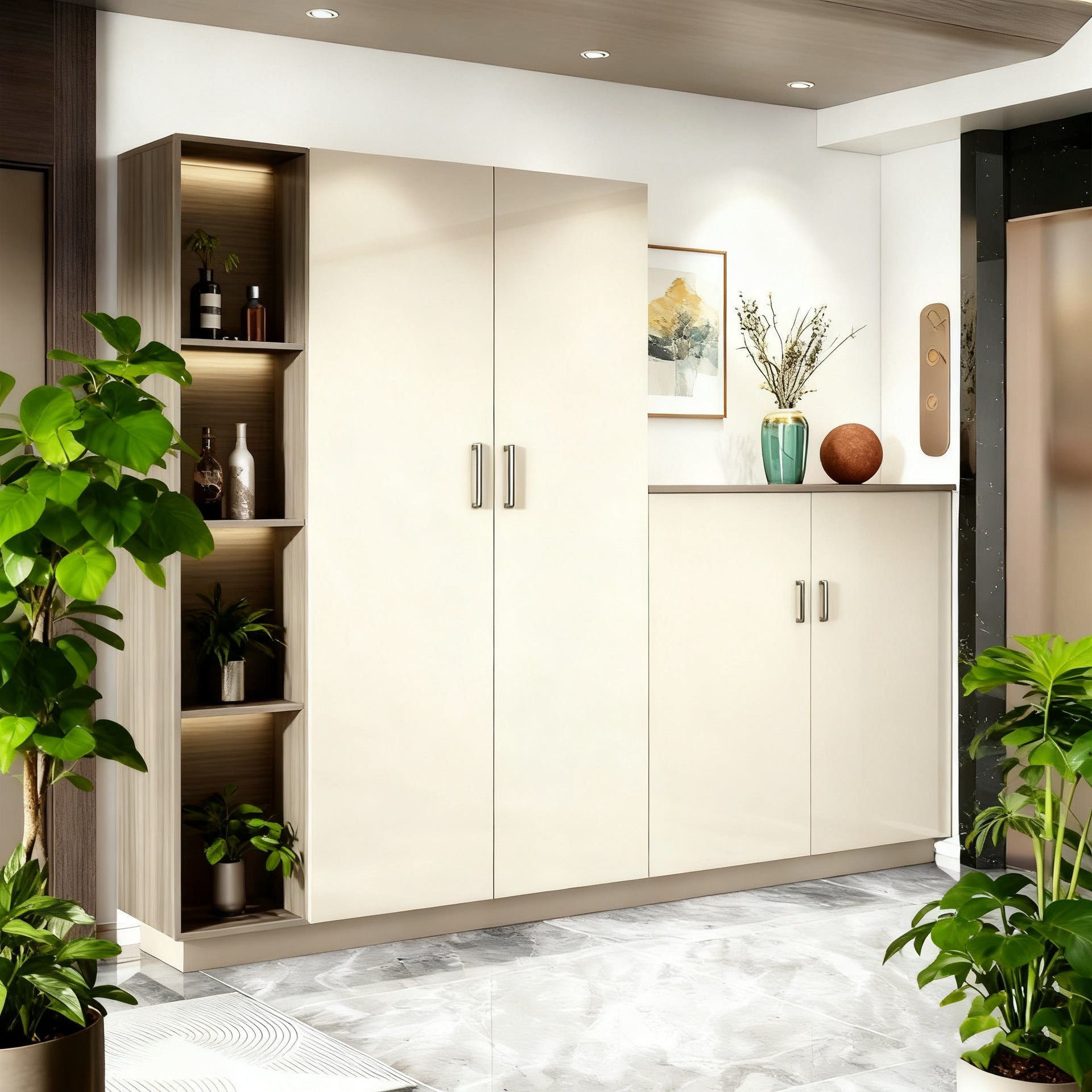 Custom Aluminum Alloy Shoe Cabinet for Entire House, Hallway, Home Entrance, Integrated Outdoor Storage Cabinet, Factory Direct