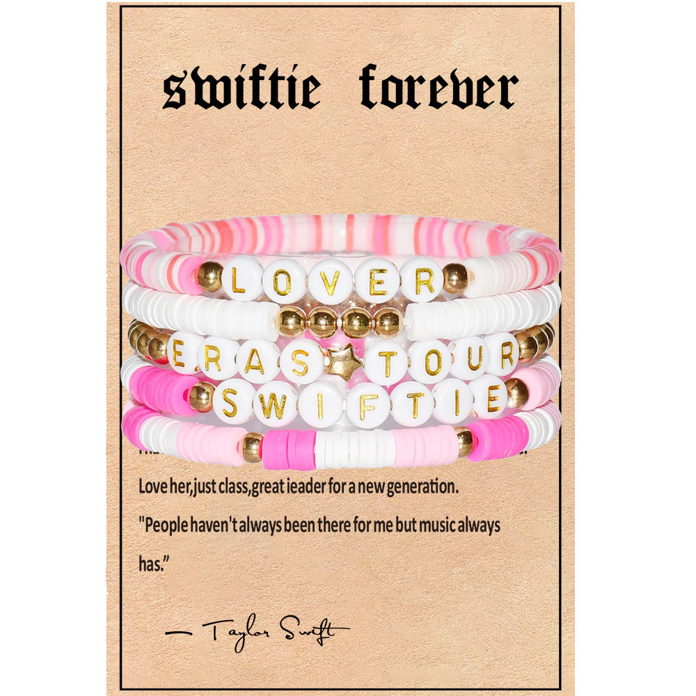 Taylor Music Jewelry Bracelet for Women Versatile High-End Bohemian Accessories SWIFTIE Alphabet Soft Clay Bracelet