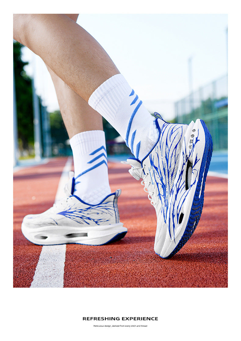 Autumn Winter Double Mesh Thickened Comfortable Rotating Buckle Fluorescent Versatile Running Shoes Youth Carbon Plate Really Soft Sole Sports Shoes