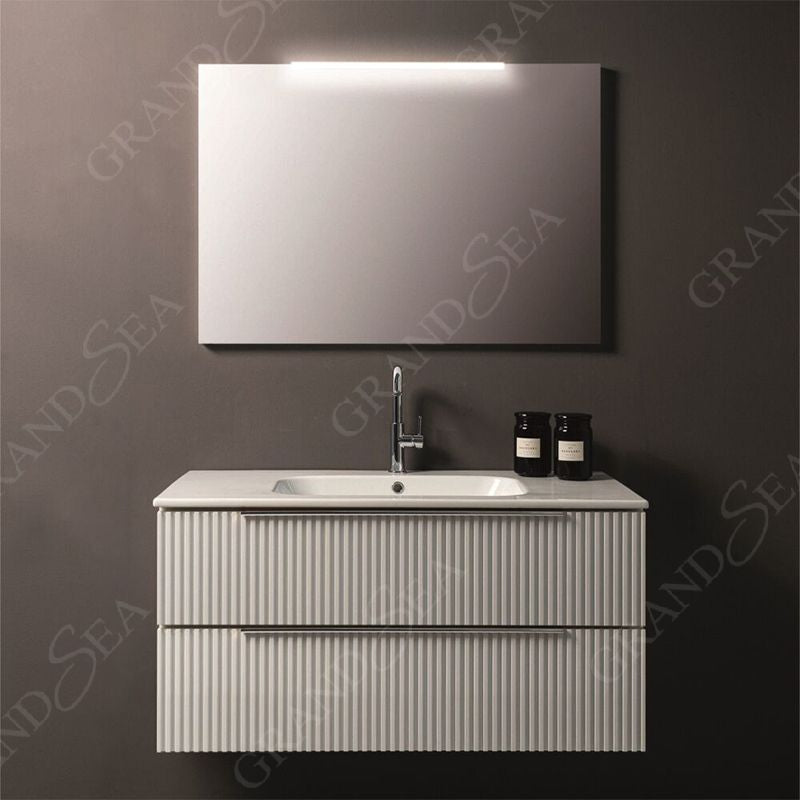 Factory Price PVC Bathroom Vanity Cabinet With Aluminum LED Mirror Cabinet New Design PVC Bathroom Vanity With Ceramic Basin