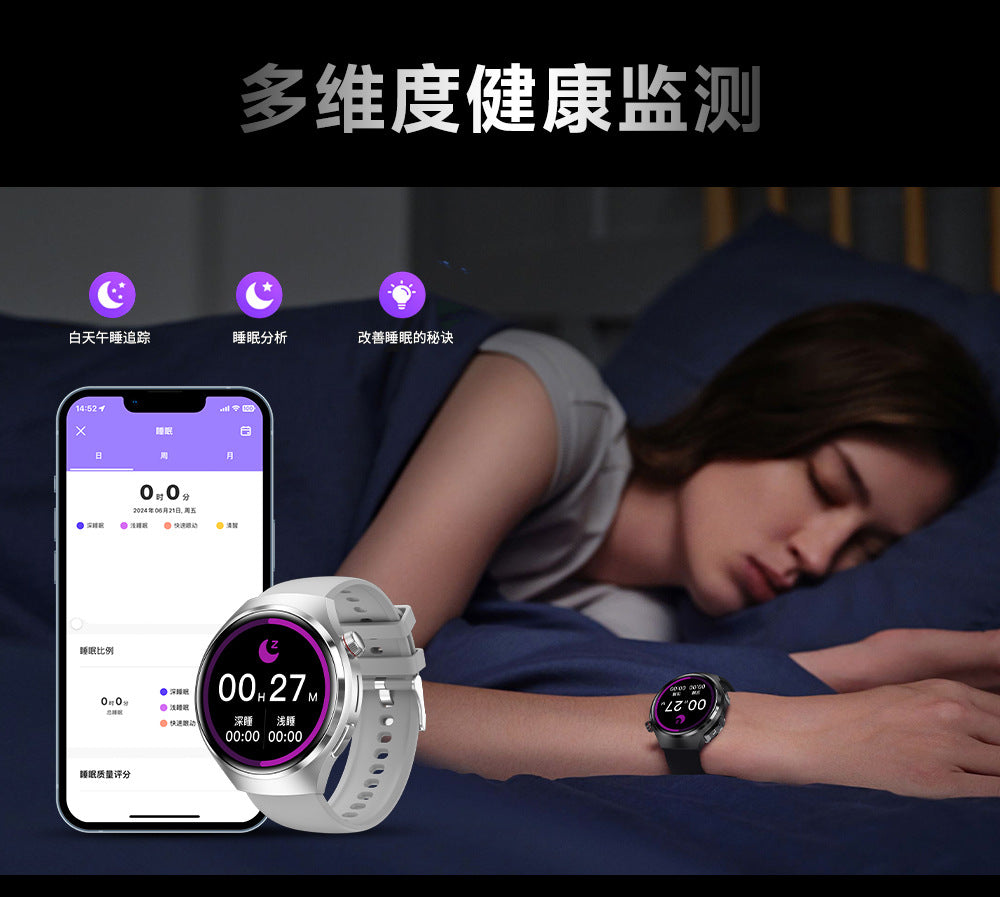 DK56Smart Watch1.52inch Bluetooth Call True Heart Rate Pedometer Sleep Monitoring Hidden Earphones Sports