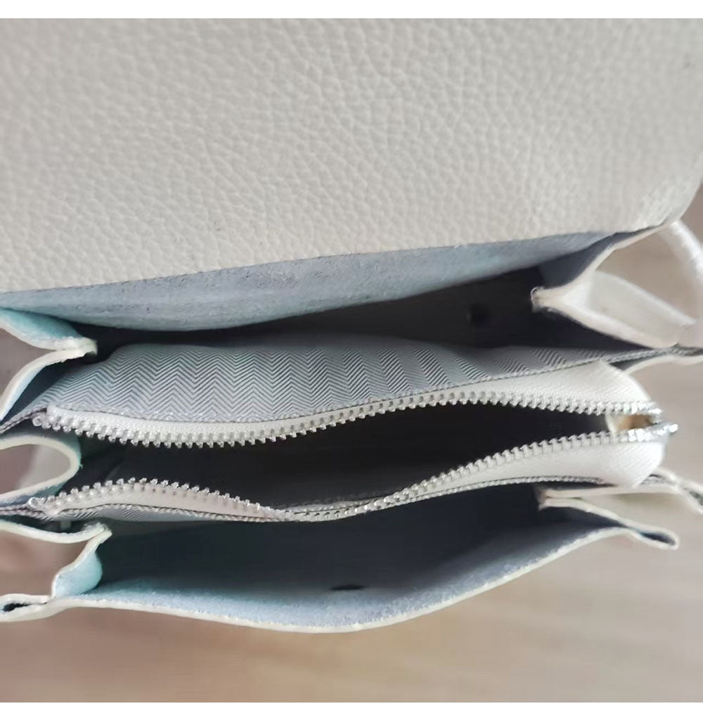 Genuine Leather Small Square Bag Daily Simple Women's Bag2025New Casual Little Elephant Commuting Versatile Cover Head Single Shoulder Crossbody Bag