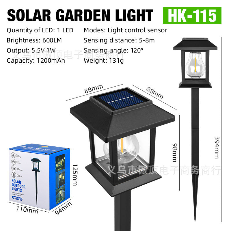 New Solar Lawn Light Outdoor Automatic Sensor Tungsten Lamp Garden Decoration Ground Plug Courtyard Landscape House Light