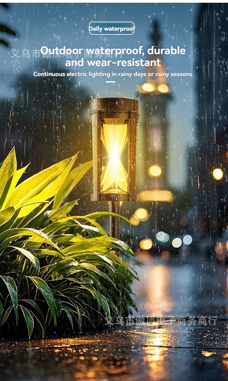 Outdoor Solar Hourglass Lawn Lamp Waterproof Garden Ground Plug Lamp Garden Landscape Lighting Lawn Atmosphere Decorative Lamp