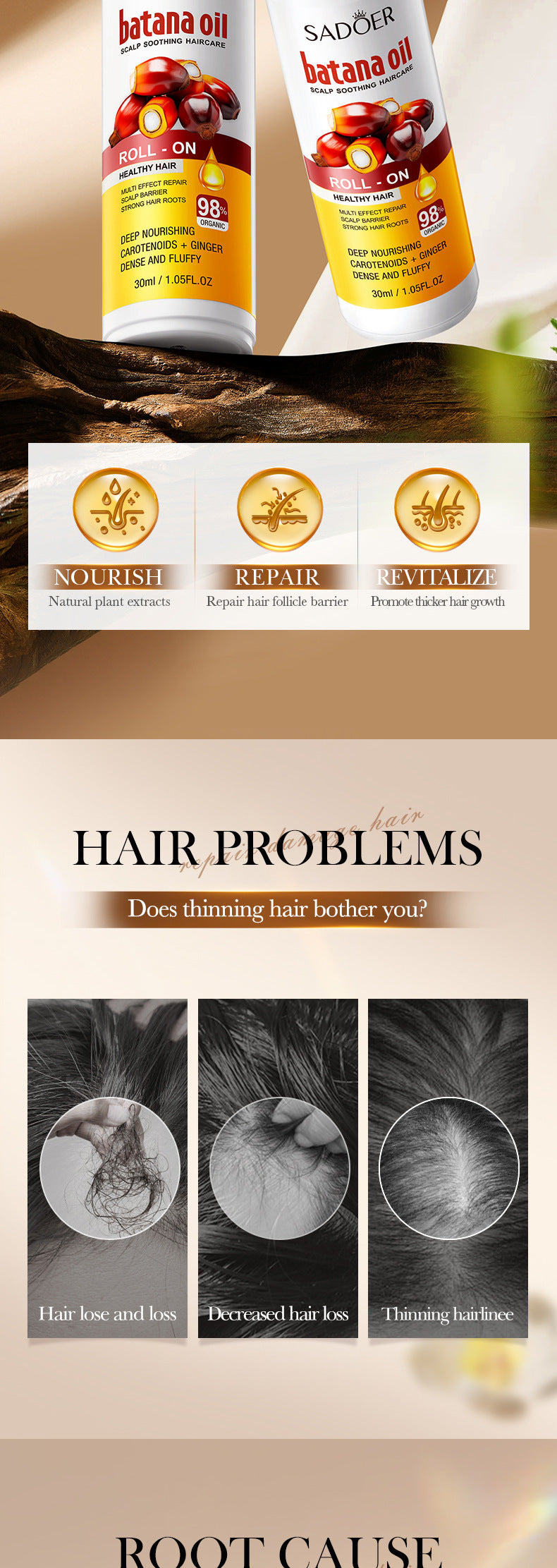 Batahana Scalp Soothing Conditioner SADOER Moisturizing and Nutritious Hair Care Roll-on Cross-Border Wholesale