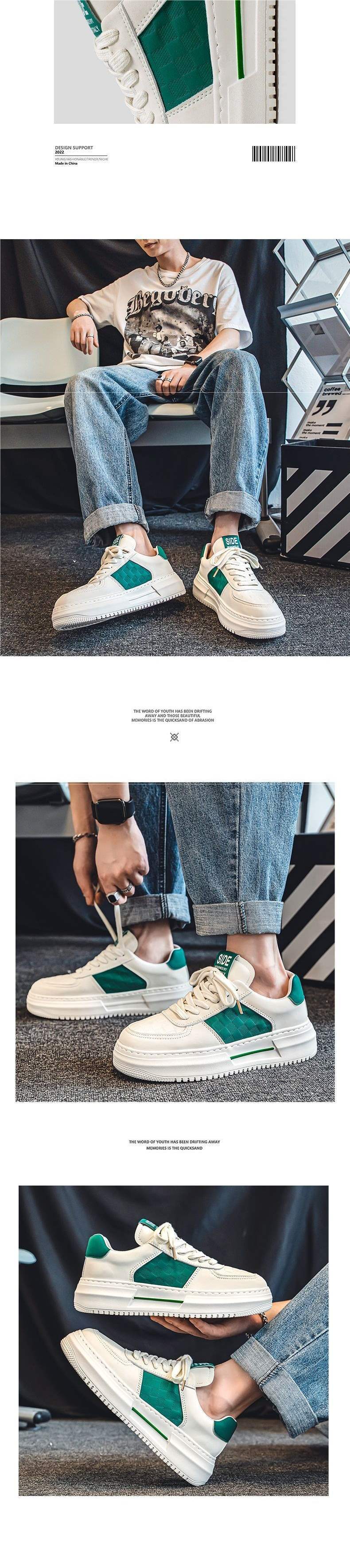 Spring White Sneakers for Men, Casual Trendy Shoes, Platform Shoes, Laceless Thick-Soled Height-Increasing Sports Shoes