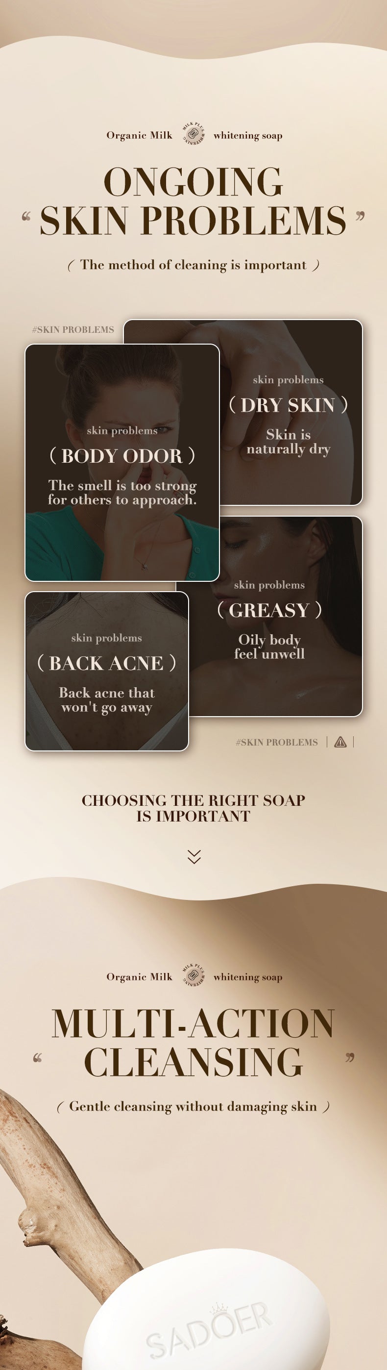 Milk Moisturizing Soap100g SADOER Universal Handmade Soap for Body Cleansing Cross-Border Wholesale