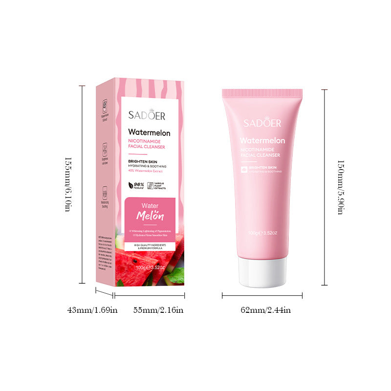 Niacinamide Watermelon Facial Cleanser SADOER Deep Cleansing Facial Cleanser Cross-Border Wholesale