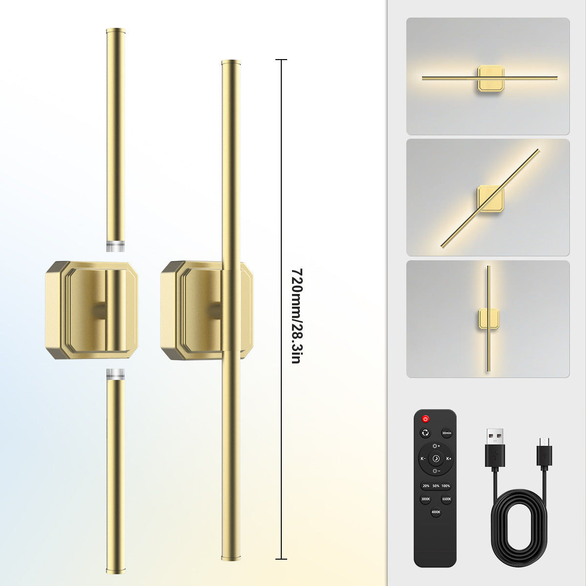 Dual-Head Detachable Wall Lamp No Wiring Required Wall Lamp Reading Wall Lamp Dimmable Wall Lamp Indoor Wall Lamp Magnetic Wall Lamp