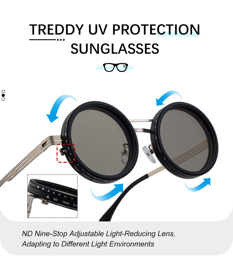 ND9Adjustable Light Reduction Sunglasses HD Polarized Fishing Sun Protection Sunglasses Manual Light Reduction Rotating Lens Glasses