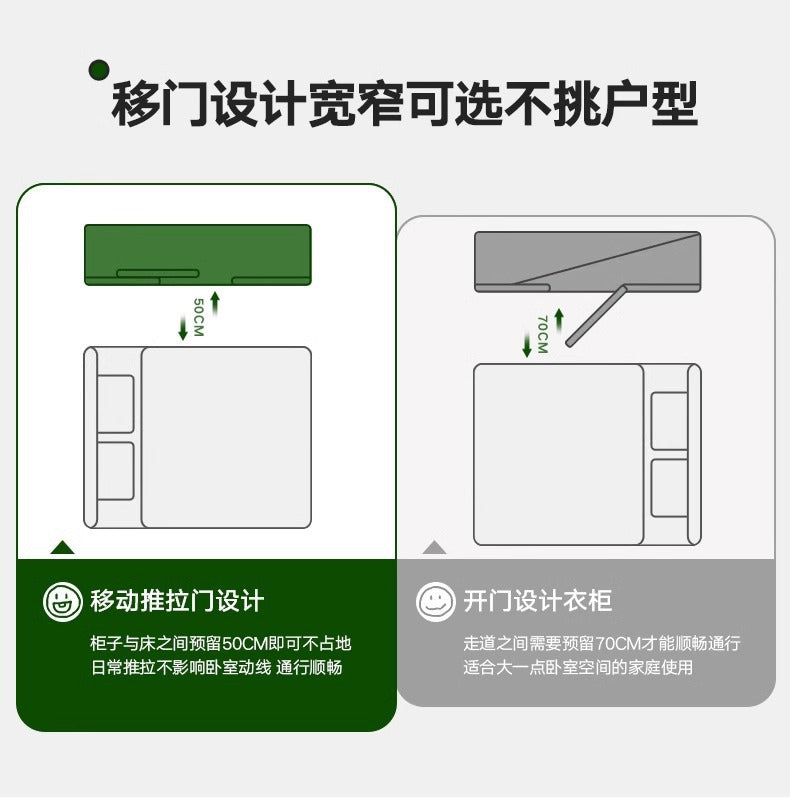 All Solid Wood Oak Sliding Door Wardrobe for Home Bedroom North American Style Small Apartment Sliding Door Cabinet Sliding Door Closet