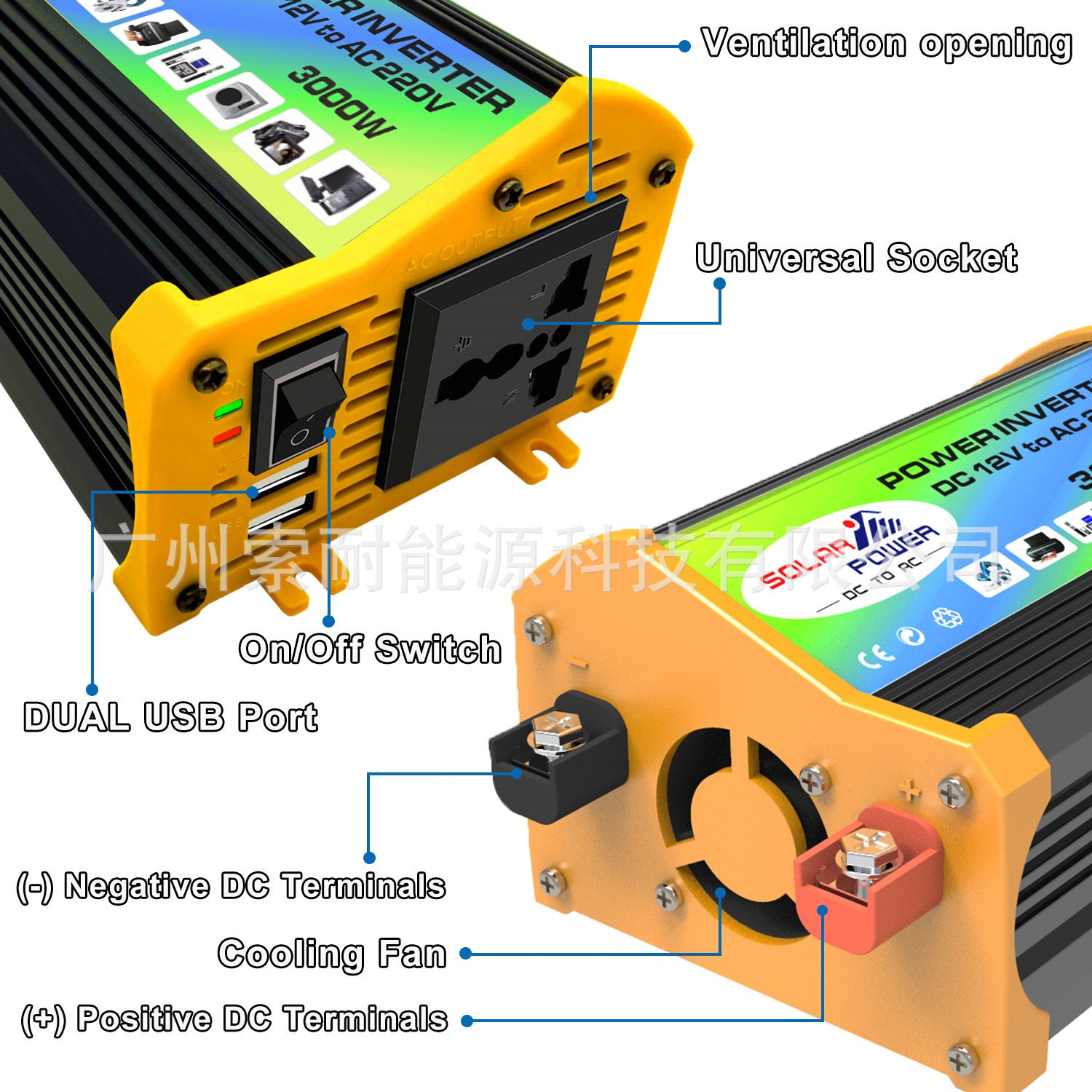 Export Car Inverter12V Turn110V220V 300W Double USB car power inverter