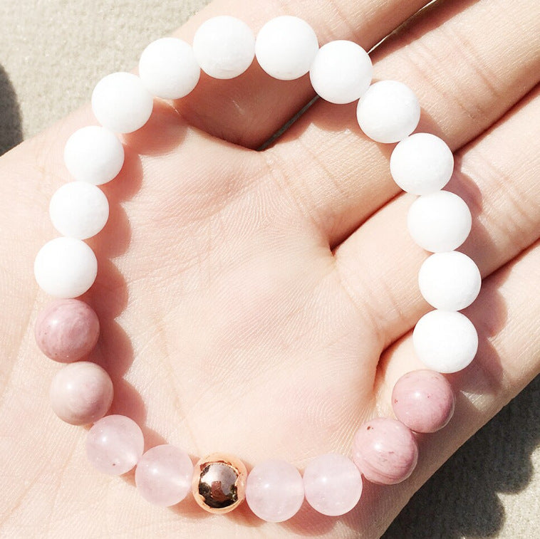 Popular Natural Stone White Pine Gold Flakes Bracelet Bracelet Unisex Bracelet Manufacturer Direct Sale