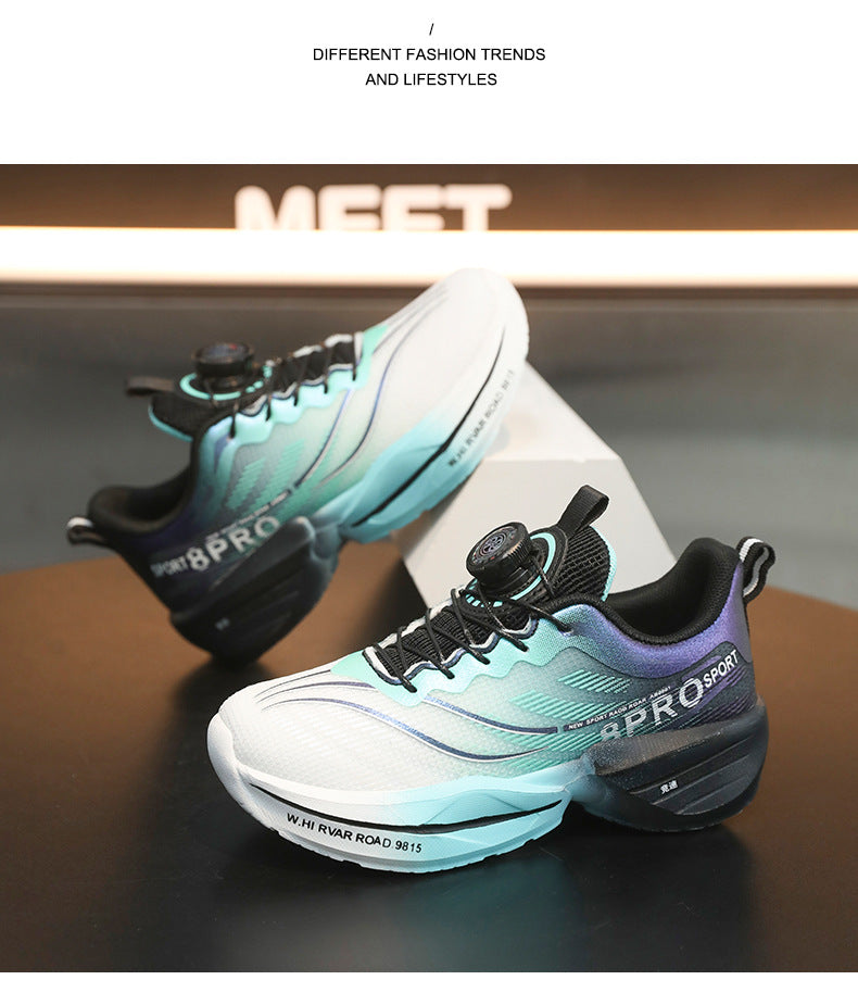 Red Rabbit8pro Rotating Button Children's Shoes Lightweight Shock Absorption Rebound Non-Slip Running Shoes Boys and Girls Students Physical Test Sports Shoes