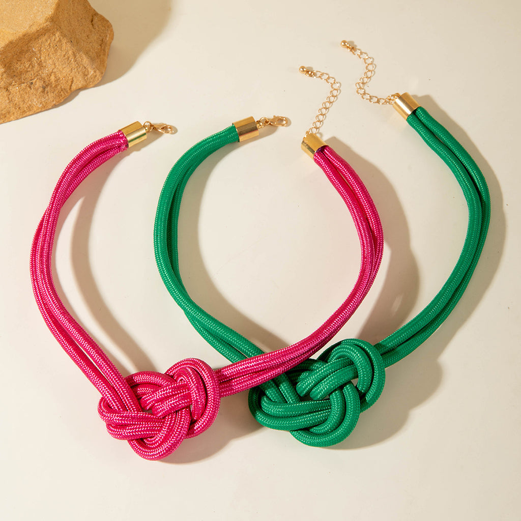 European and American Style Unique Knot Design Statement Necklace Drawstring Snake Chain Clavicle Chain Women's Simple Pendant Jewelry