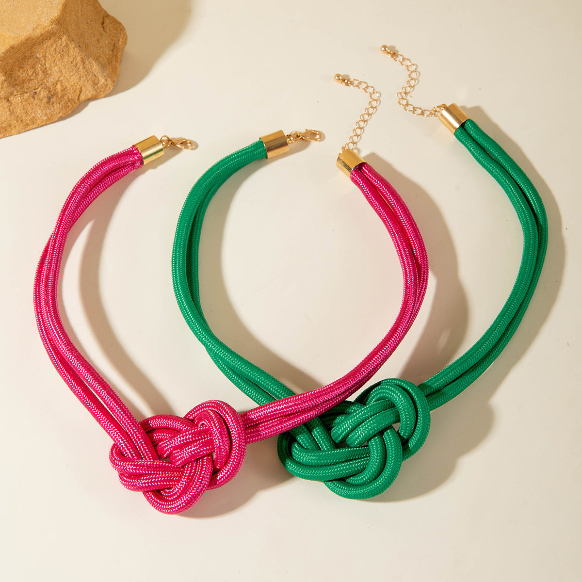 European and American Style Unique Knot Design Statement Necklace Drawstring Snake Chain Clavicle Chain Women's Simple Pendant Jewelry