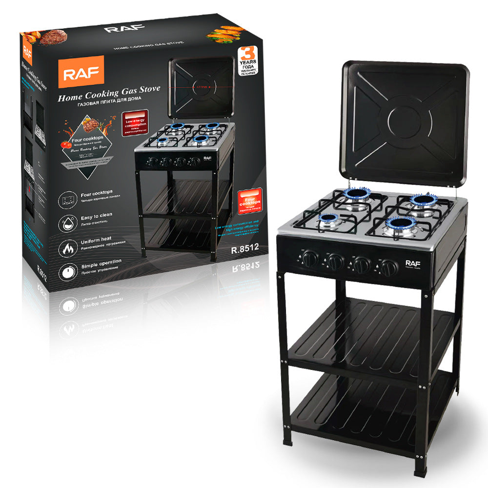 RAF European Standard Full Cover Low Energy Liquefied Gas Tabletop Flameout Protection Glass Rotating Fire Gas Four Burner Panel