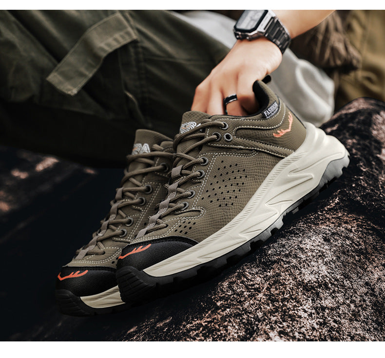 New Thick-Soled Height-Increasing Hong Kong Style Dad Shoes Trendy Retro Outdoor Non-Slip Hiking Shoes Sports Casual Shoes Men's Shoes