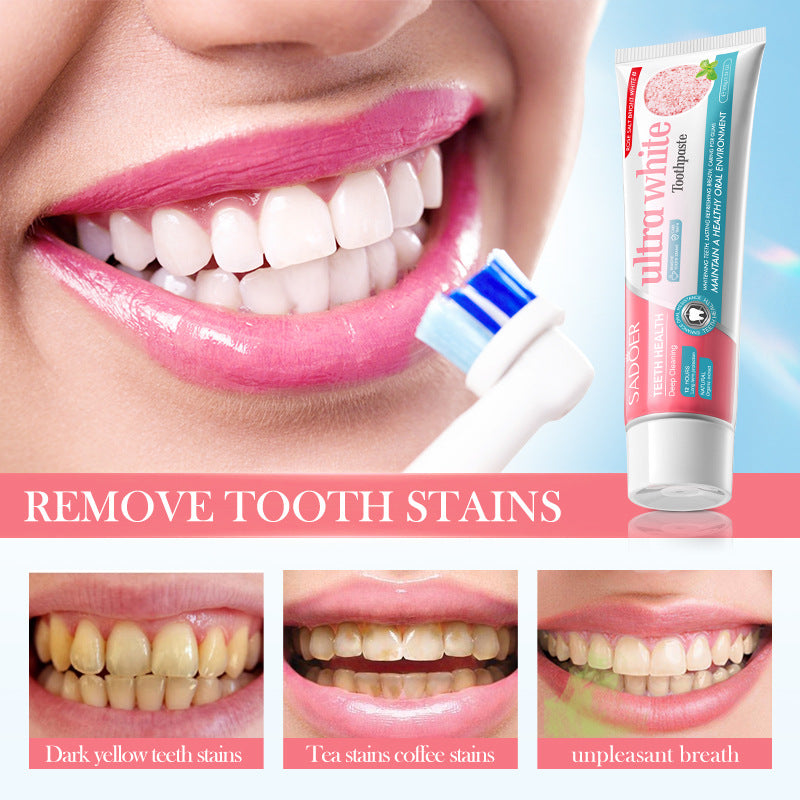 Rose Salt Brightening Stain Removal Toothpaste SADOER Oral Teeth Gum Care Plant-Based Toothpaste  Wholesale