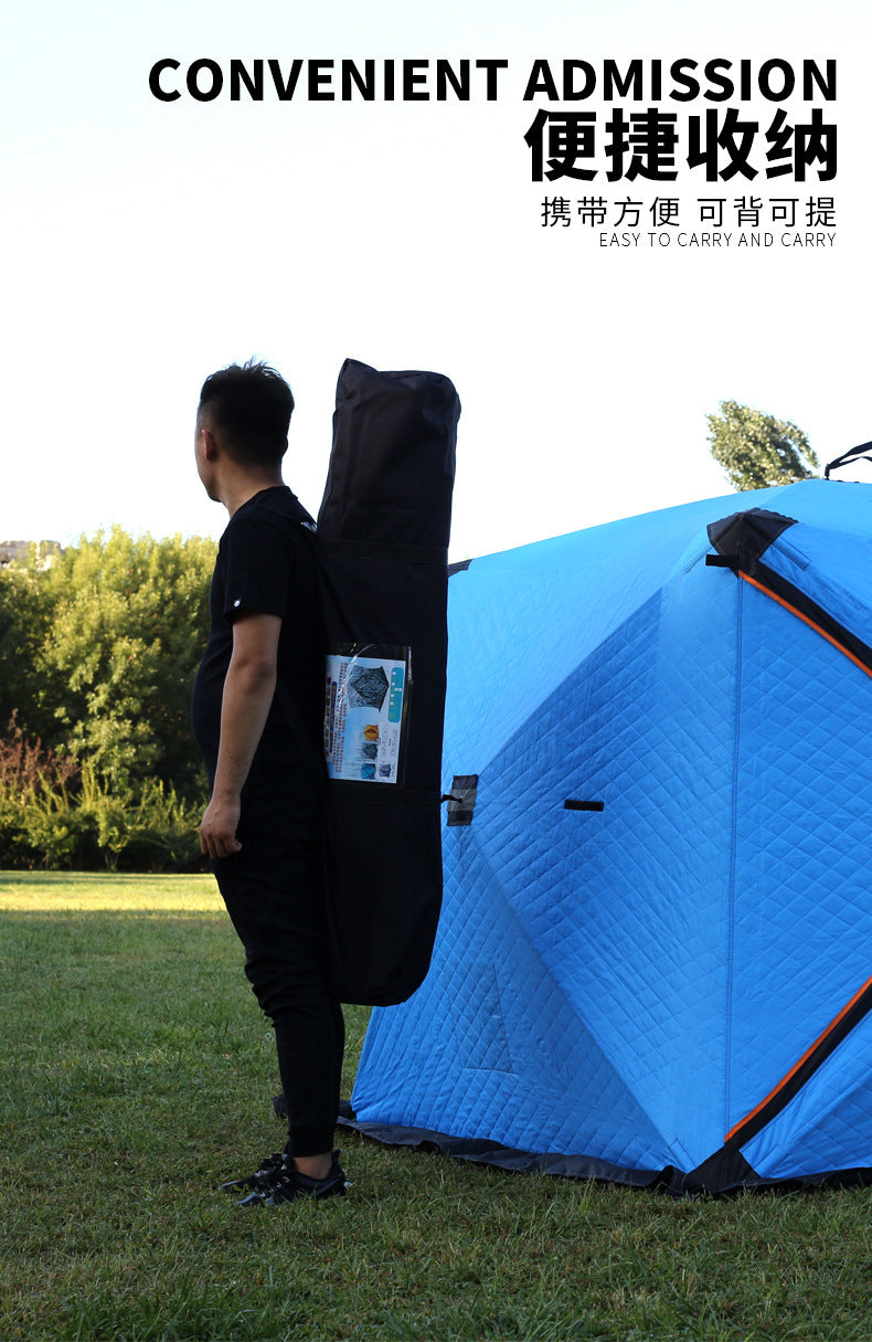 Cold-Proof Multi-Person Snow Fishing House Easy-to-Carry Sauna Winter Fishing Tent Outdoor Winter Fishing Cotton Fabric Warm Ice Fishing Tent