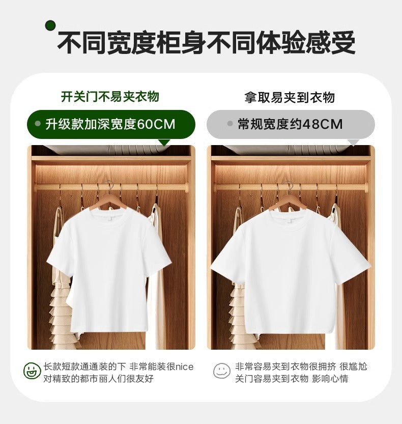 All Solid Wood Oak Sliding Door Wardrobe for Home Bedroom North American Style Small Apartment Sliding Door Cabinet Sliding Door Closet