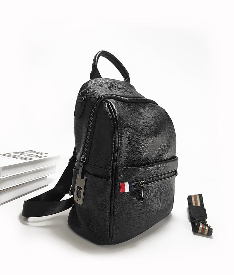 Anti-theft Backpack for Women Genuine Leather Travel Backpack with Fingerprint Unlock Versatile Casual Large Capacity Shoulder Bag