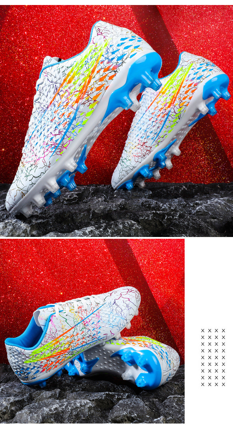 New professional football shoes for men and women AG Long Spike Colorful Multi-Color Youth Student Grass Competition Training Shoes