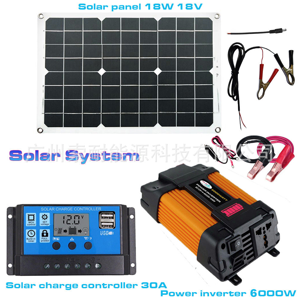 Solar Energy Kit System:Compatible with Inverter 30A Controller 18W Solar Panel Solar System