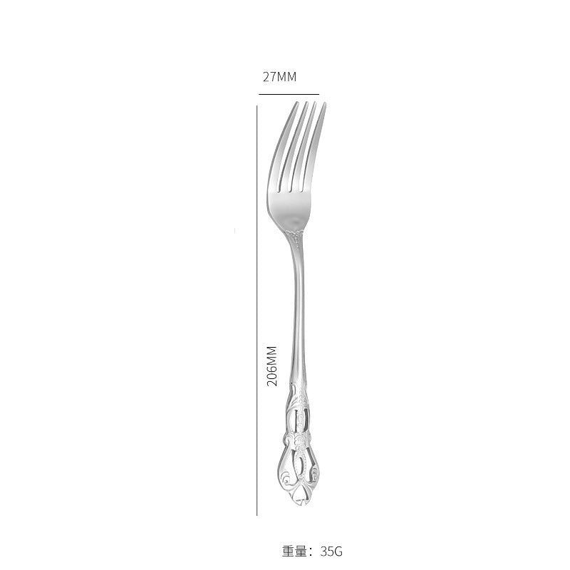 Stainless Steel Cutlery Restaurant Royal Court Knife Fork Spoon Set Hotel Western Cuisine European Retro Relief Steak Knife Fork