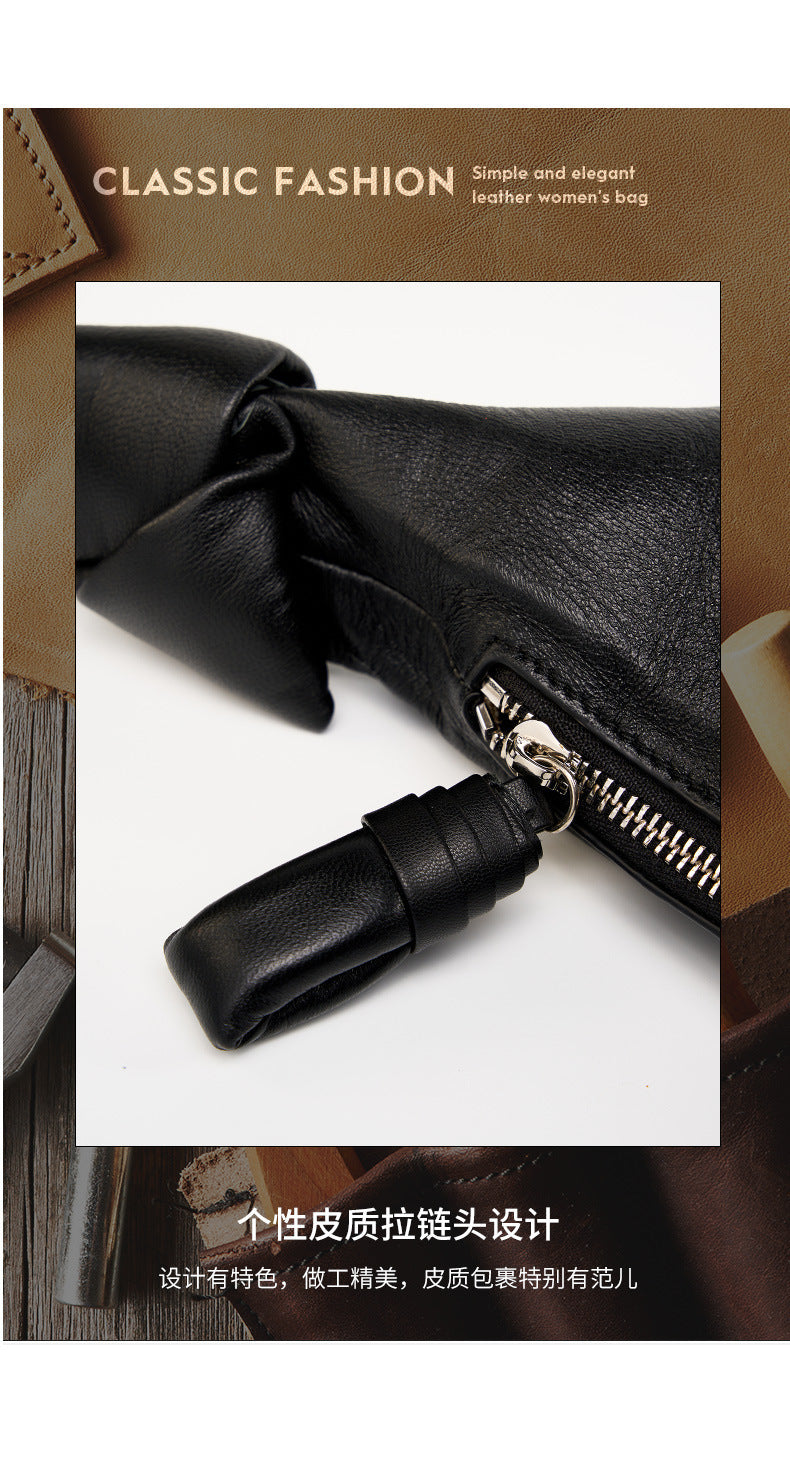 French Niche First Layer Sheepskin Croissant Bag Crossbody Lazy Style Genuine Leather Shoulder Crossbody Dumpling Bag for Women