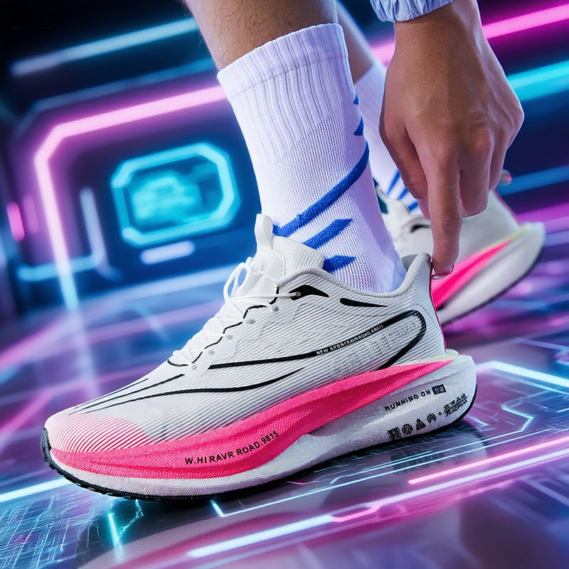 Feiteng6New Style Real Explosive Carbon Plate High Elastic Cushioning Running Shoes Luminous Casual fashion Couple Rotating Buckle Sneakers