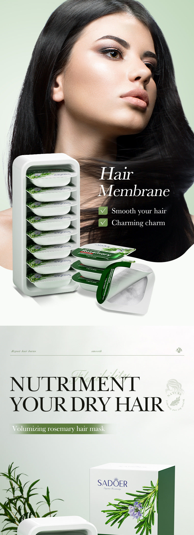 Full English Rosemary Hair Mask SADOER Little Pudding Frizz and Split Ends Smoothing Conditioner Wholesale