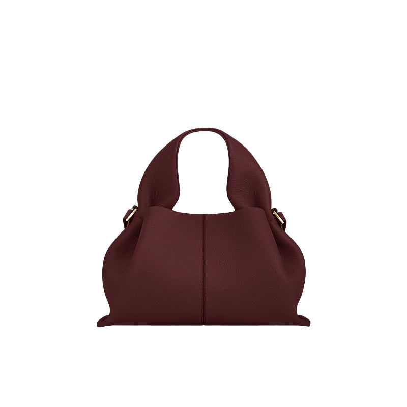 pole Cloud Handbag Genuine Leather Light Luxury French Niche Versatile Dumpling Bag European and American Retro High-Quality Texture Crossbody Bag