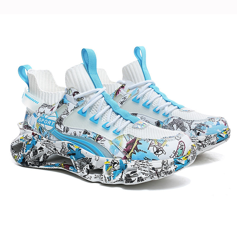 2025New Fashion Casual Sports Shoes Shock Absorption Height Increasing Versatile Trendy Shoes Flyknit Camouflage Blade Shoes Dropshipping