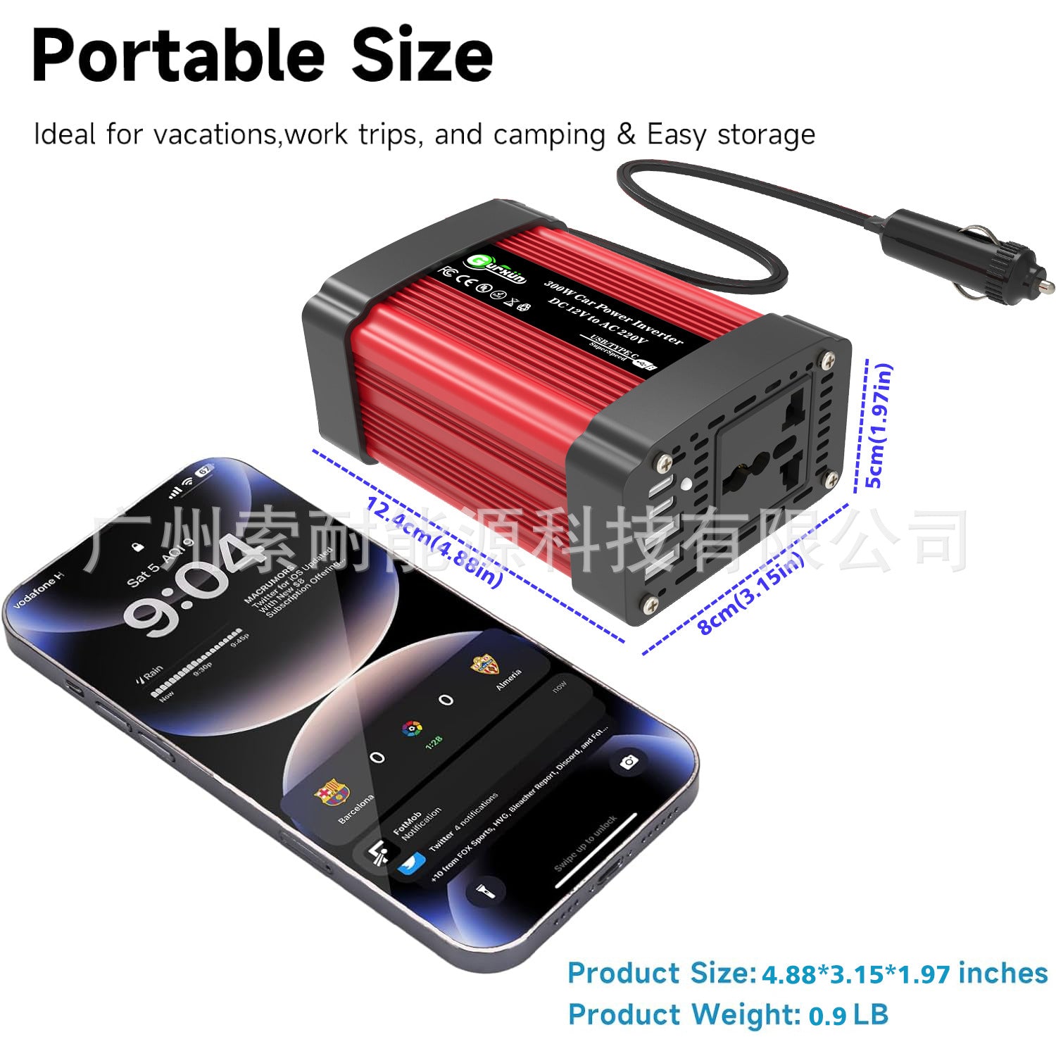 150W Vehicle Inverter DC12V Turn AC110V220V Universal Socket/US Standard Dual Socket USB Type-C