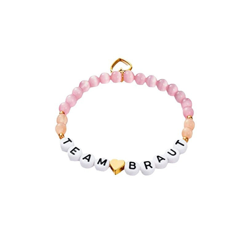 Best Friend Friendship Bracelet Women's Gift6mm Beaded Elastic Cord Spacer Bead Bracelet Letter Heart Bracelet