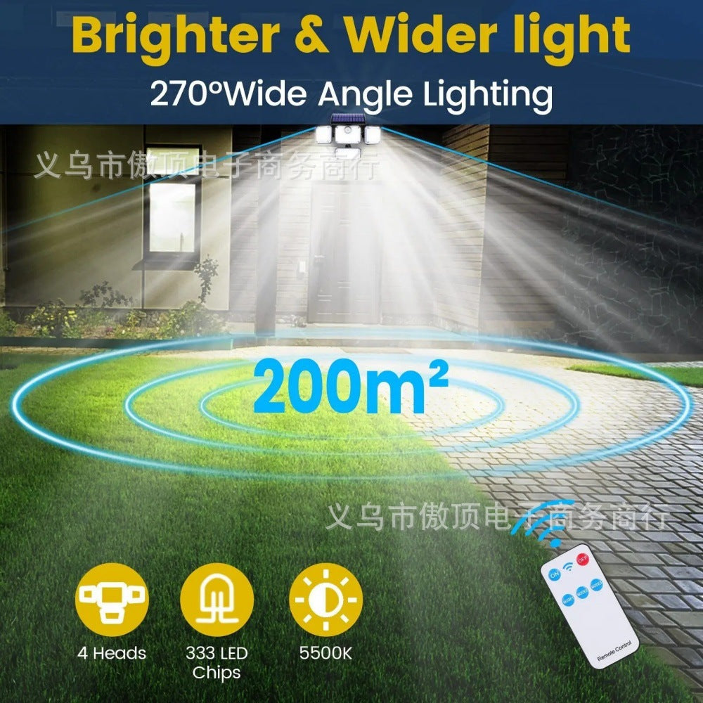 New outdoor solar street light wall light333LED Light Strip Remote Control Garden Waterproof Human Body Sensor Light