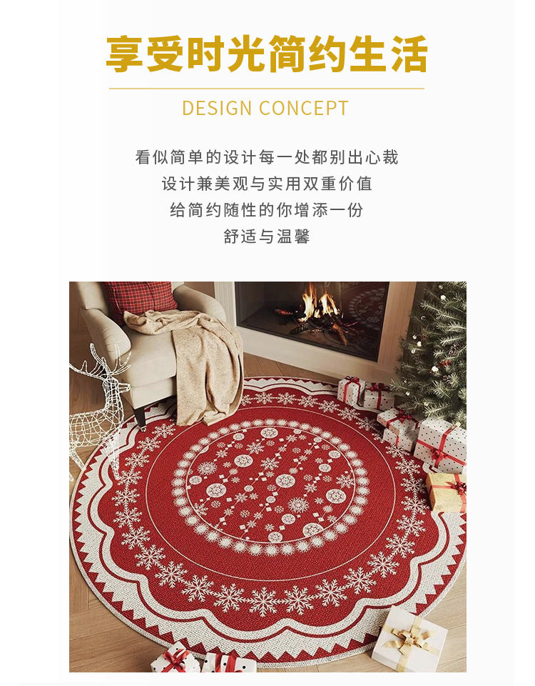 American Christmas Decoration Round Floor Mat Bedroom Living Room Non-Slip Foot Mat Carpet Manufacturer Can Label and Ship on Behalf