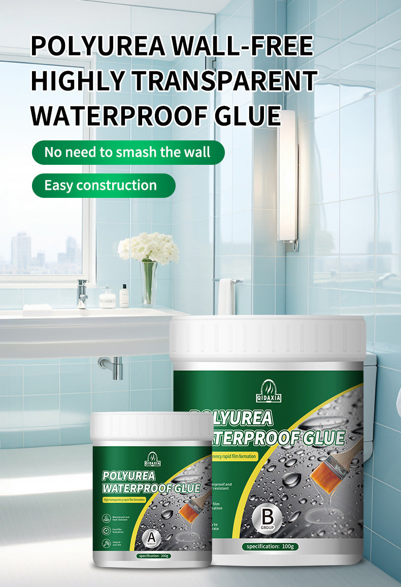 Two-Component Polyurea Transparent Waterproof Adhesive Coating for Bathroom, Exterior Walls, Roofs, Leak-Proof Waterproof Agent, Waterproof Coating, Rainproof