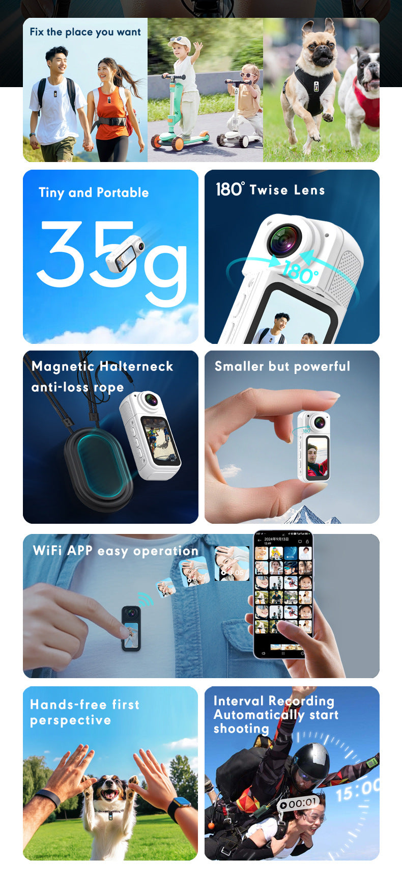 Magnetic Thumb Camera Outdoor Sports Recording Artifact Cycling Pet Portable Mini Camera