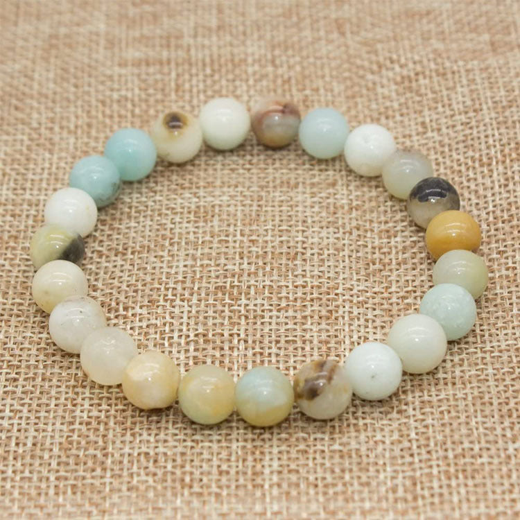 Women's Single Loop Bracelet Elastic Cord Jewelry Bamboo Leaf Agate Bracelet Natural Stone Bracelet