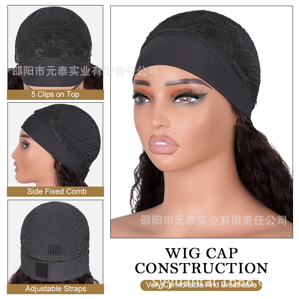 Cross-Border Hot-Selling Wig Factory European and American Fashion Synthetic Hair Mechanism Ice Ribbon VPART Long Curly Hair Curly Hair Top