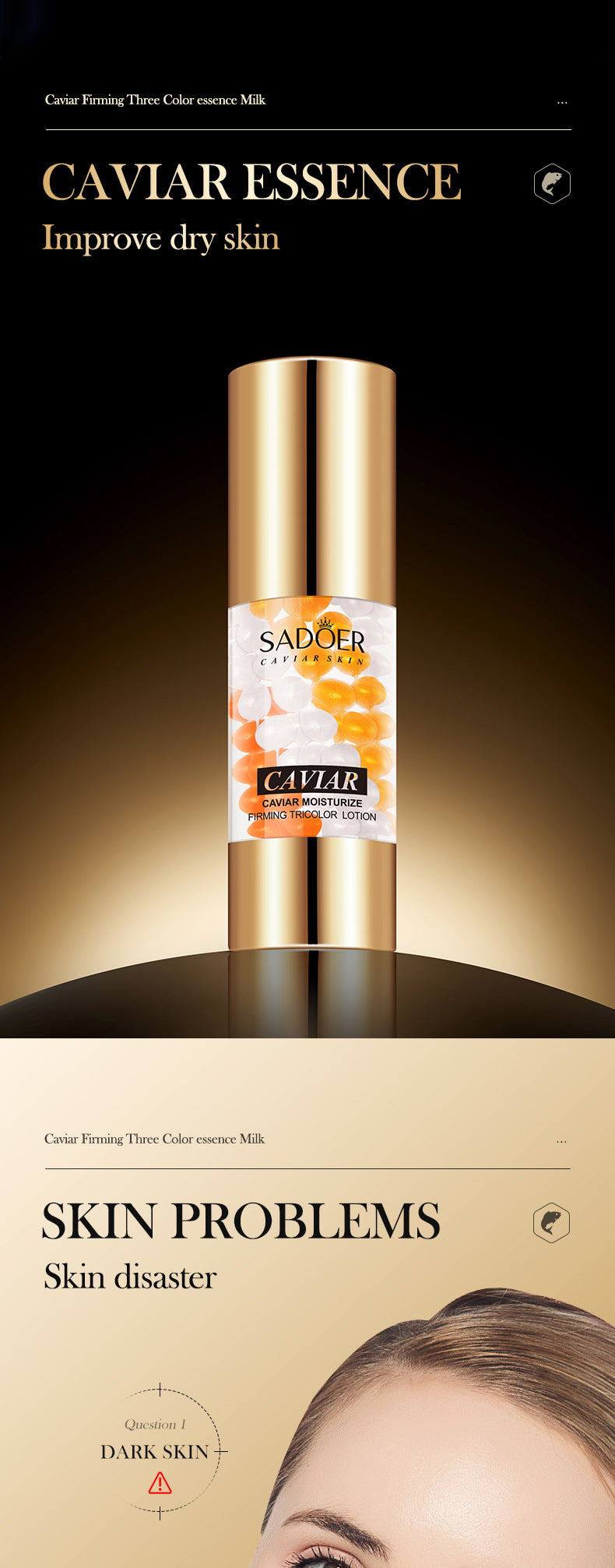 Caviar Essence Milk30mlSADOER Moisturizing and hydrating three-color lotion cross-border foreign trade wholesale