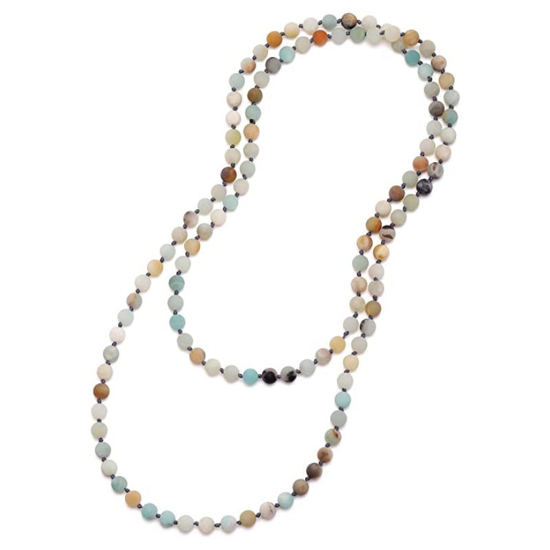 Mahogany Grain Long Bracelet for Men8mm Natural Stone108Beaded Knotted Lotus Pendant Long Bracelet