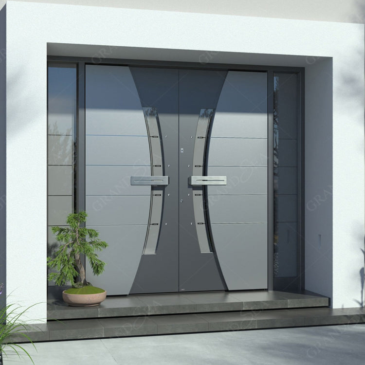 Luxury Design Entrance Door Exterior Security Front Pivot Door Modern Entry Black Wooden Aluminum Pivot Door