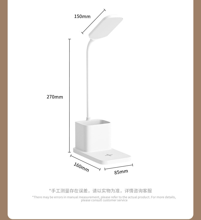 New LED Study Desk Lamp Wireless Charging Lamp Desk Pen Holder Lamp Bedroom Night Light Office Eye Protection Desk Lamp