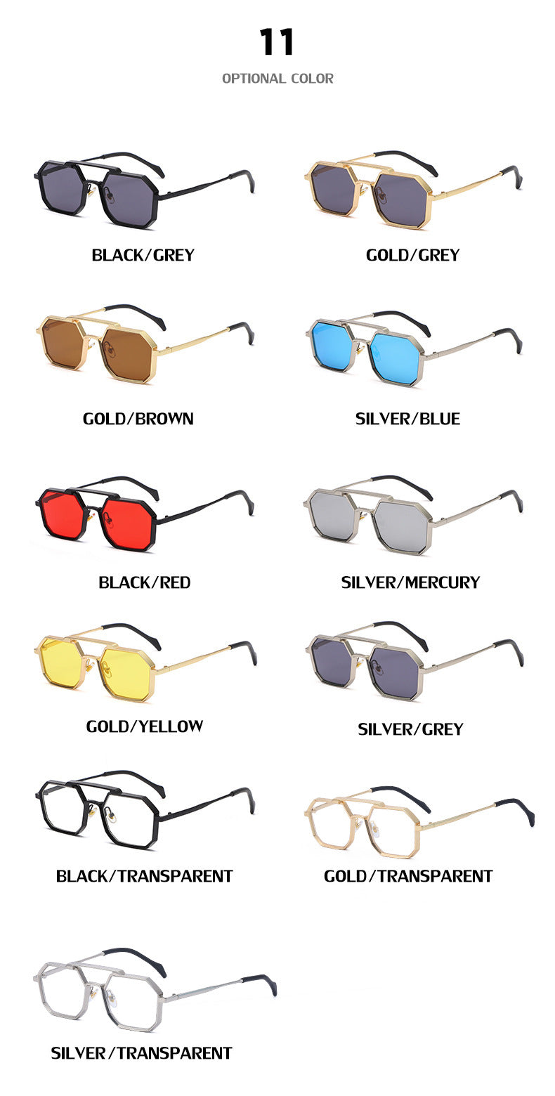 New European and American Steampunk Style Sunglasses for Men, Polygonal Small Frame Sunglasses for Women, Trendy sunglasses Wholesale
